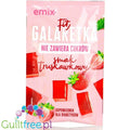 Opakowanie Guiltfree Emix Fit Galaretka o smaku truskawkowym bez cukru, różowa saszetka z grafiką świeżych truskawek.