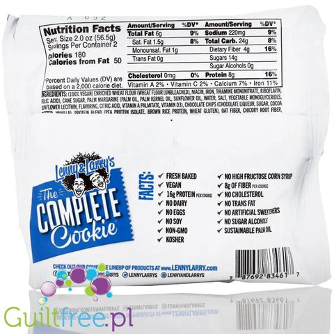 Lenny & Larry Complete Cookie, Chocolate Chip - Wegańskie Ciacho Proteinowe by Lenny & Larry's (the-complete-cookie-chocolate-chip-weganskie-ciacho-proteinowe)