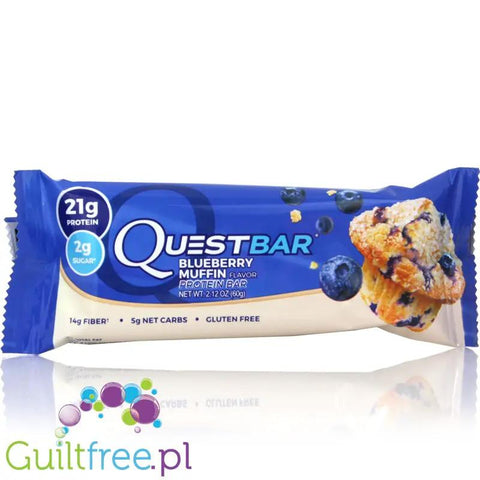 Quest Bar Blueberry Muffin - baton białkowy 21g białka, 14g błonnika by Quest Nutrition (quest-blueberry-muffin)