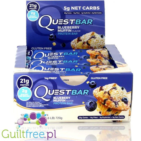 Quest Bar Blueberry Muffin - baton białkowy 21g białka, 14g błonnika by Quest Nutrition (quest-blueberry-muffin)