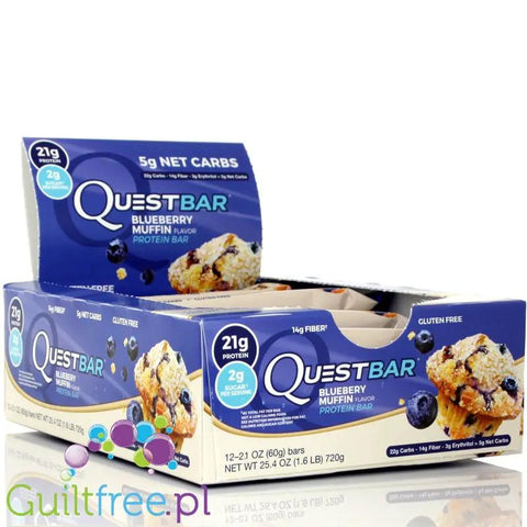 Quest Bar Blueberry Muffin pudełko x 12 batonów by Quest Nutrition (quest-blueberry-muffin-pudelko-x-12-batonow)
