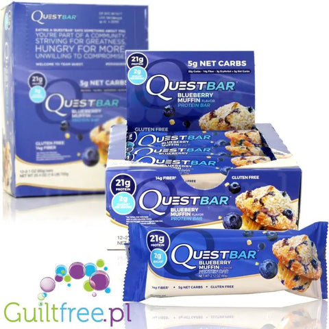 Quest Bar Blueberry Muffin pudełko x 12 batonów by Quest Nutrition (quest-blueberry-muffin-pudelko-x-12-batonow)
