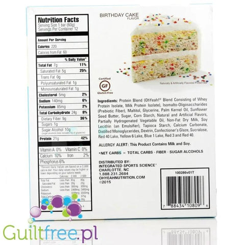 ONE Bar Birthday Cake - 1g cukru, 21g białka by ONE Bar (aka OhYeah! ISS Research)) (ohyeah-one-birthday-cake-1g-cukru-21g-bialka)