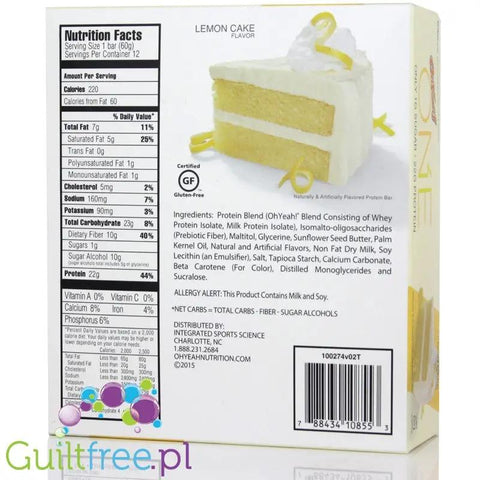 ONE Bar Lemon Cake - niskowęglowodanowy baton proteinowy, Ciasto Cytrynowe by ONE Bar (aka OhYeah! ISS Research)) (ohyeah-one-lemon-cake-protein-bar)
