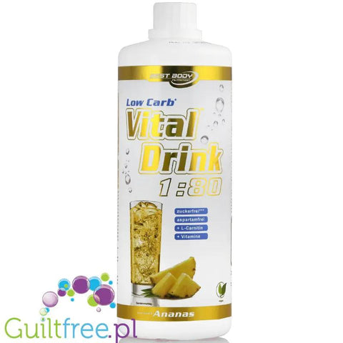Vital Drink Ananas koncentrat bez cukru do przygotowania 80L napoju, L-karnityna i witaminy by Best Body Nutrition (vital-drink-180-pineapple)