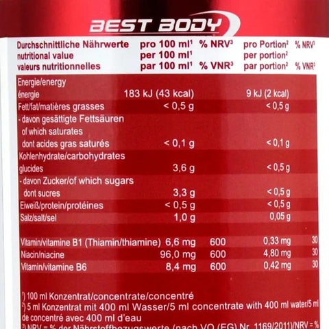Vital Drink Truskawka 1L - koncentrat bez cukru z L-karnityną i witaminami by Best Body Nutrition (best-body-vital-drink-strawberry)