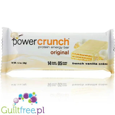 Power Crunch French Vanilla Crème PUDEŁKO x 12 SZT - proteinowy wafelek ze stewią 14g białka by Power Crunch (power-crunch-wanilia-pudelko-x-12-batonow-proteinowy-wafelek-ze-stewia-14g-bialka)