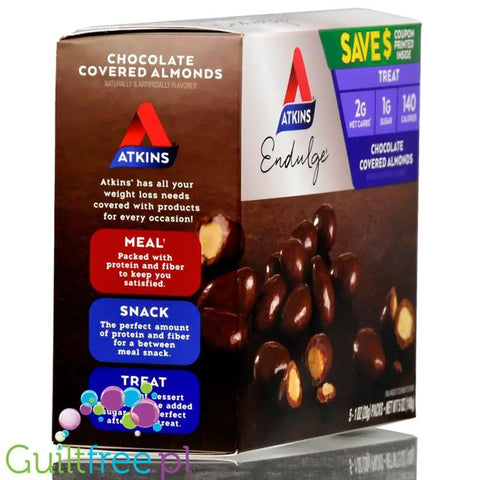 Atkins Endulge Chocolate Covered Almonds -migdały w czekoladzie bez cukru PUDEŁKO by Atkins (atkins-migdaly-w-czekoladzie-bez-cukru-pudelko)