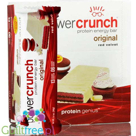 Power Crunch Red Velvet PUDEŁKO x 12 SZT - proteinowe wafelki ze stewią by Power Crunch (power-crunch-red-velvet-pudelko)