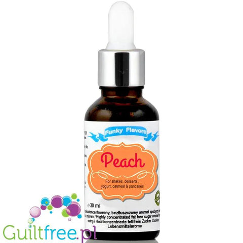 Funky Flavors Basic Peach 30ml - brzoskwiniowe kropelki do napojów i posiłków bez cukru, słodzików i kalorii by Funky Flavors (funky-flavors-peach-brzoskwinia-aromat)