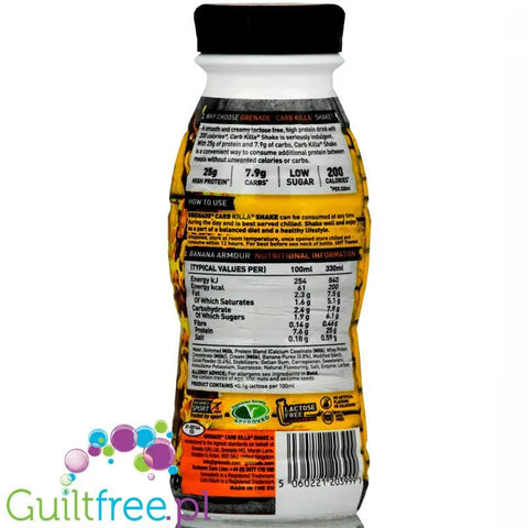 Grenade Carb Killa Banana Armour - szejk białkowy bez laktozy Banan & Czekolada by Grenade Carb Killa (grenade-carbkilla-banana-armour-rtd-330ml)