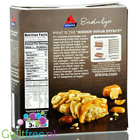 Atkins Endulge Peanut Caramel Cluster PUDEŁKO - Baton karmelowy z orzechami, niskie IG, 3g węglowodanów by Atkins (atkins-endulge-peanut-caramel-cluster-pudelko-baton-karmelowy-z-orzechami-niskie-ig-3g-weglowodanow)