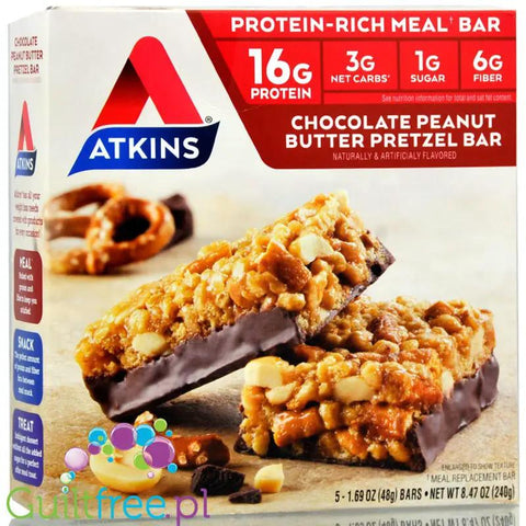 Atkins Meal Chocolate Peanut Butter Pretzel baton proteinowy 16g białka (Czekolada, Masło Orzechowe & Precelki) by Atkins (atkins-meal-chocolate-peanut-butter-pretzel)