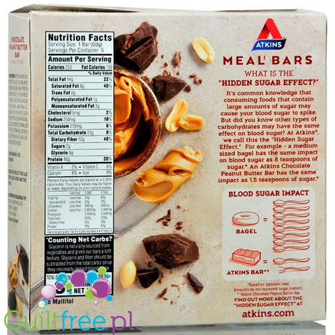 Atkins Meal Chocolate Peanut PUDEŁKO x 5 batonów by Atkins (atkins-meal-czekolada-maslo-orzechowe-pudelko)
