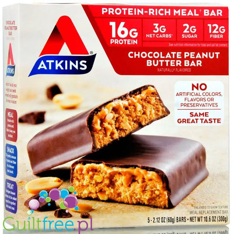 Atkins Meal Chocolate Peanut - Czekolada & Masło Orzechowe, baton 17g białka, 9g błonnika by Atkins (atkins-meal-czekolada-maslo-orzechowe-baton-17g-bialka-9g-blonnika)