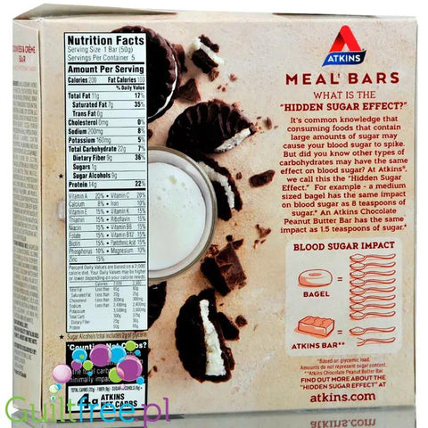 Atkins Meal Cookies n' Creme , baton 14g białka, 1g cukru by Atkins (atkins-meal-cookies-n-creme-baton-14g-bialka-1g-cukru)