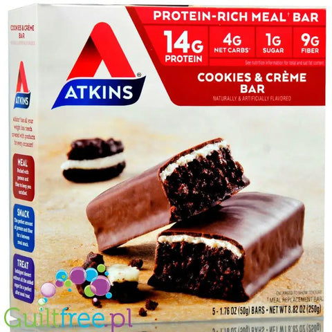 Atkins Meal Cookies n' Creme , baton 14g białka, 1g cukru by Atkins (atkins-meal-cookies-n-creme-baton-14g-bialka-1g-cukru)
