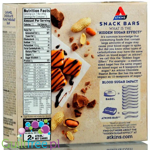 Atkins Snack Caramel Chocolate Peanut Nougat -baton Karmel, Czekolada, Nugat, Masło Orzechowe, 9g białka by Atkins (atkins-snack-baton-karmel-czekolada-nugat-maslo-orzechowe-9g-bialka)