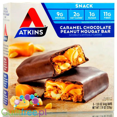 Atkins Snack Caramel Chocolate Peanut Nougat -baton Karmel, Czekolada, Nugat, Masło Orzechowe, 9g białka by Atkins (atkins-snack-baton-karmel-czekolada-nugat-maslo-orzechowe-9g-bialka)