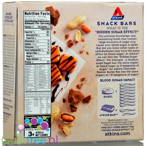 Atkins Snack Caramel Chocolate Nut Roll - PUDEŁKO x 5 batonów by Atkins (atkins-snack-pudelko-baton-karmel-czekolada-orzechy-7g-bialka-3g-weglowodanow)