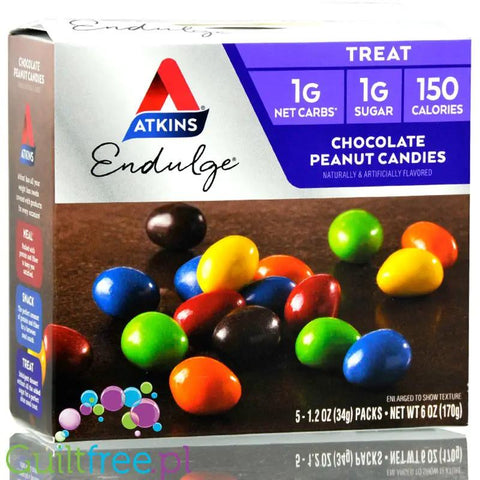 Atkins Endulge Chocolate Peanut Candies - lukrowane drażetki czekoladowe z orzechami 1g cukru by Atkins (atkins-lukrowane-drazetki-czekoladowe-z-orzechami-1g-cukru)