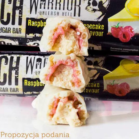 Warrior Crunch Raspberry Lemon Cheesecake - baton bez dodatku cukru, smak Malina, Sernik Cytrynowy & Biała Czekolada by Warrior Crunch (warrior-crunch-malina-sernik-cytrynowy-biala-czekolada)