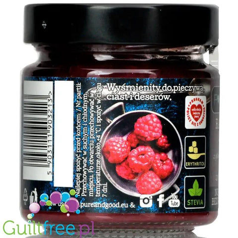 Pure & Good Malina - dżem bez cukru, słodzony tylko stewią i erytrolem by Pure & Good (pure-good-malina-dzem-bez-cukru-slodzony-tylko-stewia-i-erytrolem)