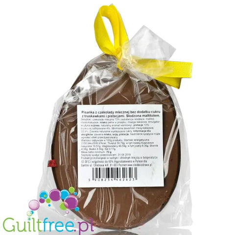 Santini Wielkanoc, Pisanka - Czekolada mleczna bez dodatku cukru truskawka pistacjami by Santini (santini-wielkanoc-pisanka-czekolada-mleczna-truskawka-pistacjami-70g)