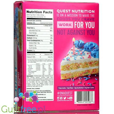 Quest Bar Birthday Cake baton proteinowy 21g białka by Quest Nutrition (quest-bar-birthday-cake)