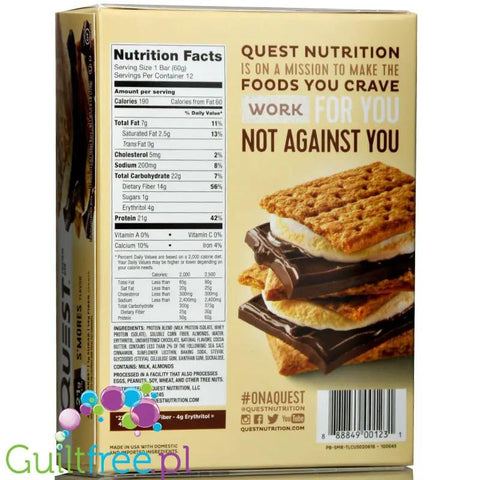 Quest Bar S'mores - baton proteinowy Marshmallow & Czekolada 20g białka by Quest Nutrition (quest-baton-proteinowy-s-mores)