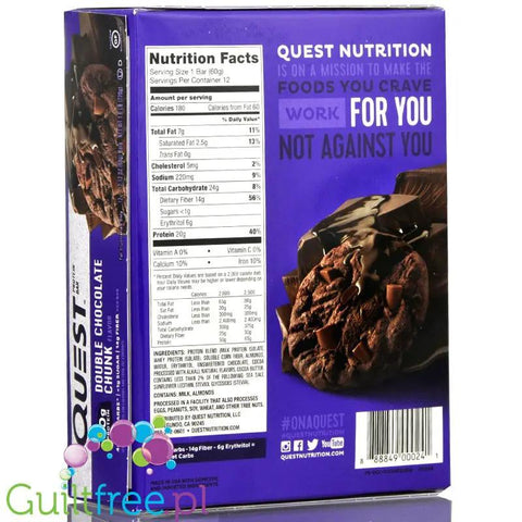 Quest Bar Double Chocolate Chunk PUDEŁKO by Quest Nutrition (quest-baton-proteinowy)