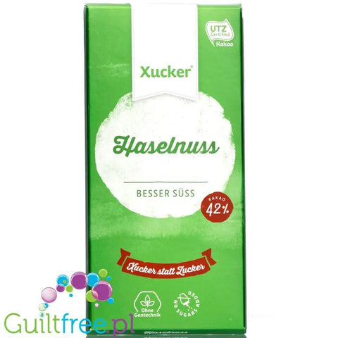 Xucker Hazelnut - mleczna czekolada bez cukru z orzechami laskowymi słodzona tylko fińskim ksylitolem by Xucker (xucker-hazelnut-mleczna-czekolada-bez-cukru-z-orzechami-laskowymi-slodzona-tylko-finskim-ksylitolem)