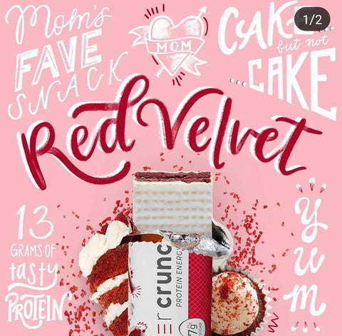 Power Crunch Red Velvet PUDEŁKO x 12 SZT - proteinowe wafelki ze stewią by Power Crunch (power-crunch-red-velvet-pudelko)