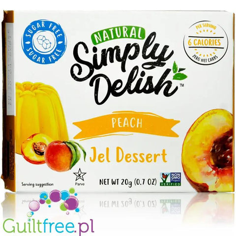 Simply Delish Natural Peach Jelly - wegańska niskokaloryczna naturalna galaretka bez cukru ze stewią, Brzoskwinia by Simply Delish (simply-delish-natural-sugar-free-vegan-peach-jelly-dessert)
