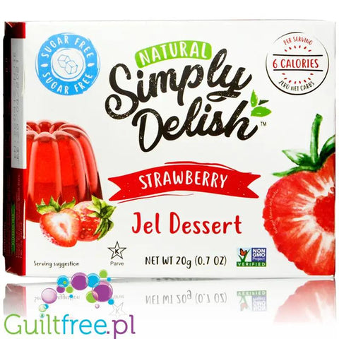 Simply Delish Natural Strawberry Jelly - wegańska niskokaloryczna naturalna galaretka bez cukru ze stewią, Truskawka by Simply Delish (simply-delish-natural-sugar-free-vegan-strawberry-jelly-dessert)