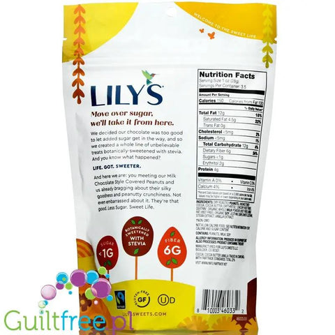 Lily's Sweets Milk Chocolate Peanuts - orzechy w mlecznej czekoladzie bez cukru ze stewią by Lily's Sweets (lily-s-sweets-chocolate-covered-peanuts-milk-chocolate)