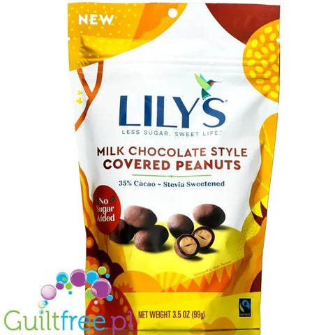 Lily's Sweets Milk Chocolate Peanuts - orzechy w mlecznej czekoladzie bez cukru ze stewią by Lily's Sweets (lily-s-sweets-chocolate-covered-peanuts-milk-chocolate)