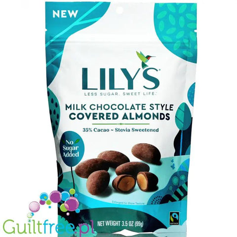 Lily's Sweets Milk Chocolate Almonds - migdały w mlecznej czekoladzie bez cukru ze stewią by Lily's Sweets (lily-s-sweets-chocolate-covered-almonds-milk-chocolate)