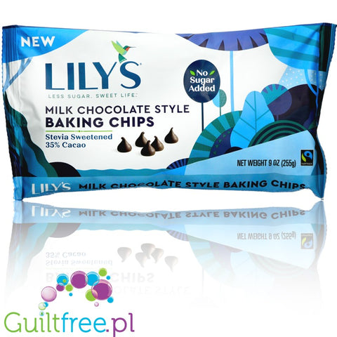 Lily's Sweets Stevia Milk Chocolate Baking - kropelki mlecznej czekolady bez cukru tylko ze stewią i erytrolem by Lily's Sweets (lily-s-sweets-stevia-milk-chocolate-baking-kropelki-mlecznej-czekolady-bez-cukru-tylko-ze-stewia-i-erytrolem)