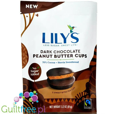 Lily's Sweets, Peanut Butter Cups, Dark - keto miseczki z ciemnej czekolady z masłem orzechowym, słodzone stewią by Lily's Sweets (lily-s-sweets-peanut-butter-cups-dark-chocolate)
