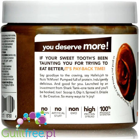 Nuts 'N More Dark Chocolate 65% Cocoa - masło orzechowe z WPC i kakao, słodzone ksylitolem by Nuts'n more (nuts-n-more-dark-chocolate-protein-65-cocoa)