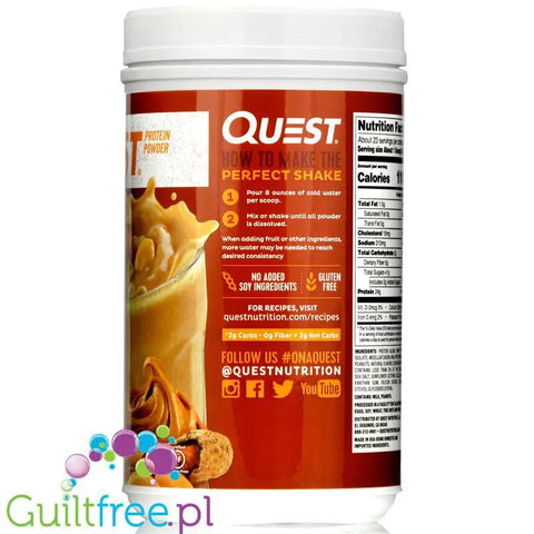 Quest Protein Powder Peanut Butter - odżywka białkowa ze stewią, Masło Orzechowe by Quest Nutrition (quest-odzywka-bialkowa-ze-stewia-peanut-butter-maslo-orzechowe)