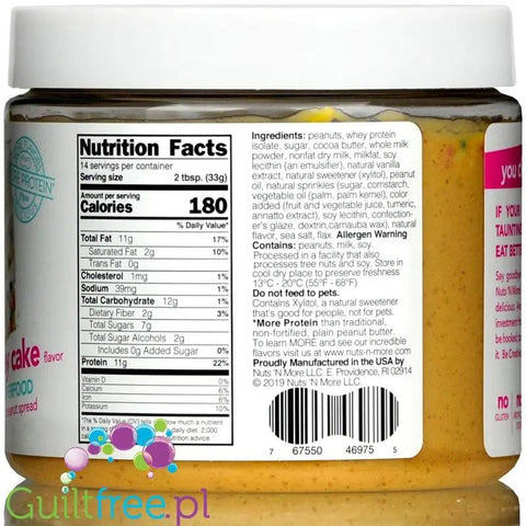 Nuts 'N More Birthday Cake - Masło Orzechowe z ksylitolem i WPI, 35g białka by Nuts'n more (nuts-n-more-birthday-cake-maslo-orzechowe-z-ksylitolem-35g-bialka-speculoos)