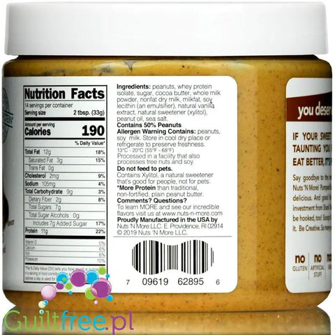 Nuts 'N More Cookie Butter - masło orzechowe z ksylitolem i WPI, 35g białka, smak Speculoos by Nuts'n more (nuts-n-more-cookie-butter-maslo-orzechowe-z-ksylitolem-35g-bialka-speculoos)