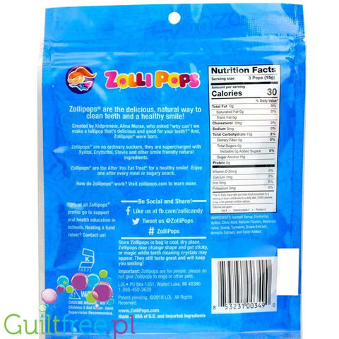 Zollipops ® lizaki bez cukru z ksylitolem i stewią, 6 smaków, opakowanie 8szt by Zollipops ® (zollipops-lizaki-bez-cukru-z-ksylitolem-i-stewia)