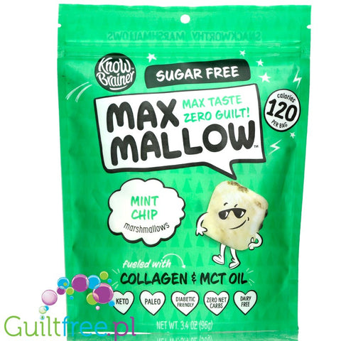 Know Brainer Max Mallow Mint Chip - keto pianki marshmallow miętowe z czekoladą, z koleganem i MCT by Know Brainer Foods (know-brainer-foods-max-mallow-mint-chip-keto-pianki-marshmallow-czekoladowo-mietowe)