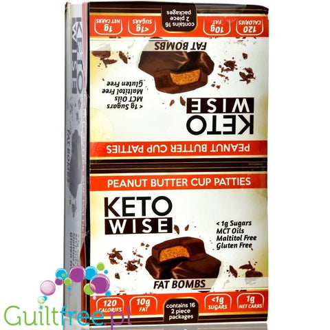 Healthsmart Keto Wise Fat Bomb, Peanut Butter Cup Patties PUDEŁKO x 16 SZTUK, keto czekoladki by HealthSmart Foods (healthsmart-keto-wise-fat-bomb-peanut-butter-cup-patties-pudelko-x-16-sztuk-keto-czekoladki)