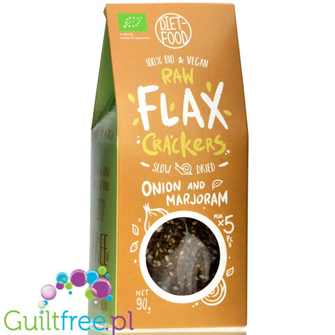 Diet Food Raw Flax Crackers bio krakersy lniane z cebulą i majerankiem, 5g węglowodanów by Diet Food (diet-food-keto-bio-krakersy-siemie-cebula-majeranek)