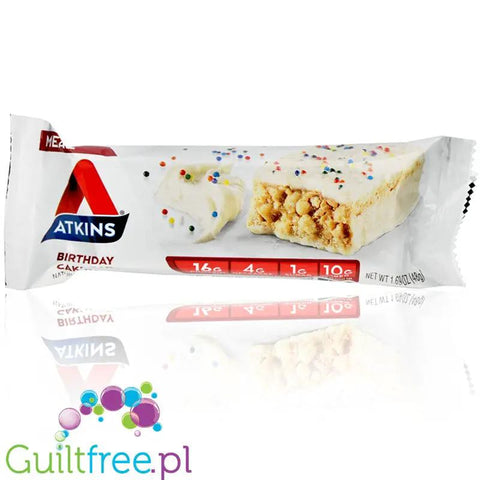Atkins Meal Birthday Cake - niskocukrowy baton 1g cukru, pudełko x 5 batonów by Atkins (atkins-meal-birthday-cake-baton-bialkowy-z-maslem-migdalowym-i-pekanami-pudelko-x-5-batonow)