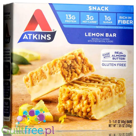 Atkins Snack Lemon Bar - niskocukrowy baton 150kcal & 13g białka bez maltitolu by Atkins (atkins-snack-lemon-bar-niskocukrowy-baton-12g-bialka)